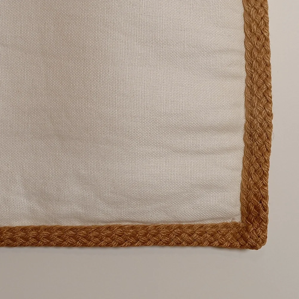 Pottery Barn Linen Pillow with Jute Border White/Tan 20 x 20